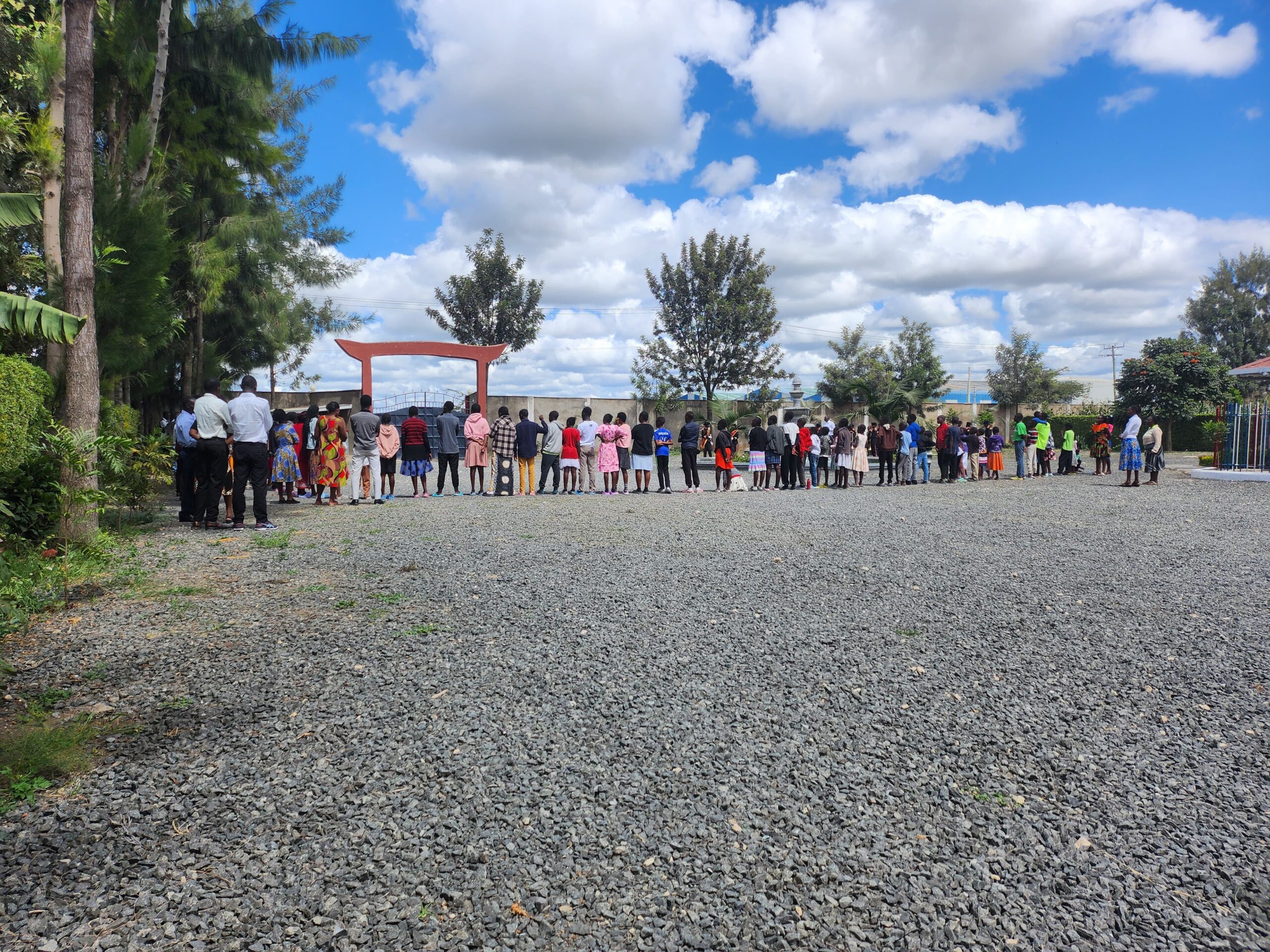 Children standing at the Brydges Center welcoming area